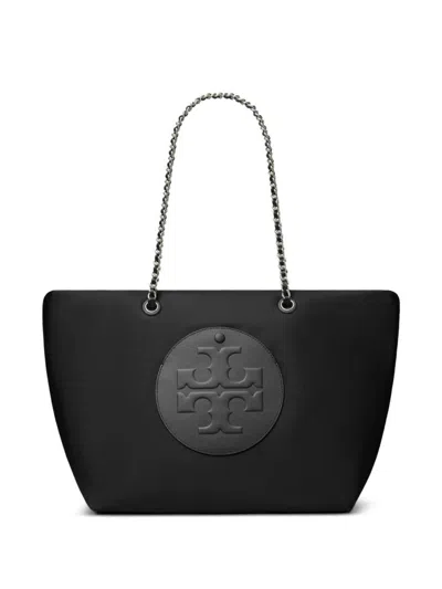 Tory Burch Ella Chain Nylon Tote Bag In Black