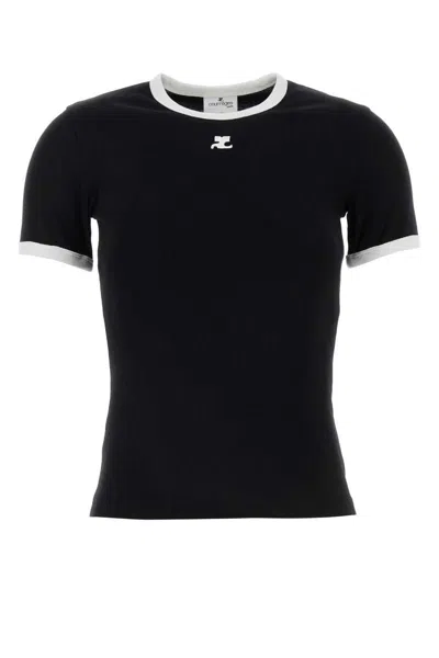 Courrèges Courreges Black Cotton T Shirt In Black