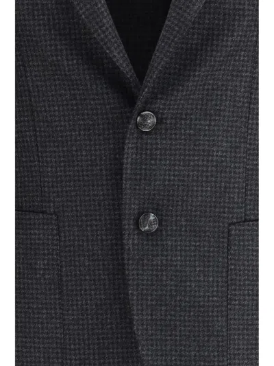 Tagliatore Pied-de-poule Print Blazer In Gray