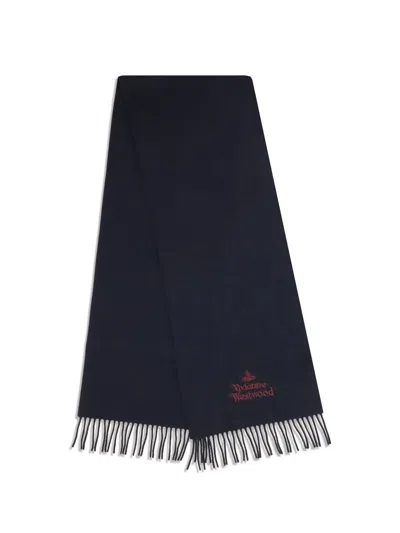 Vivienne Westwood Blue Wool Scarf In Blue