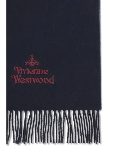 Vivienne Westwood Blue Wool Scarf In Blue
