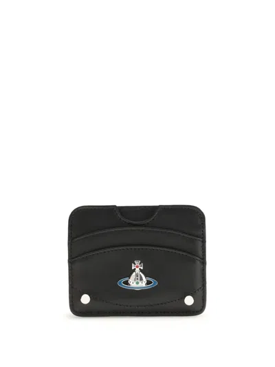 Vivienne Westwood Black Calf Leather Bos Taurus Wallet In Black