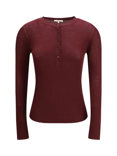 Chloé Bordeaux Wool Long Sleeve T-shirt In Brown