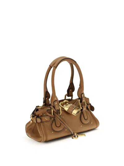 Chloé Grained Leather Padlock Paddington Shoulder Bag In Brown