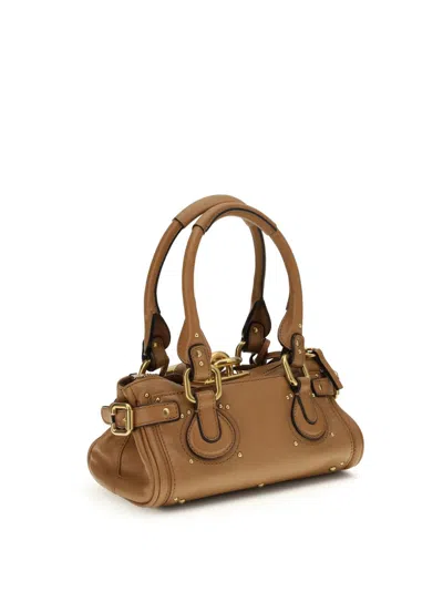 Chloé Grained Leather Padlock Paddington Shoulder Bag In Brown