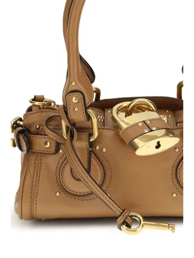 Chloé Grained Leather Padlock Paddington Shoulder Bag In Brown