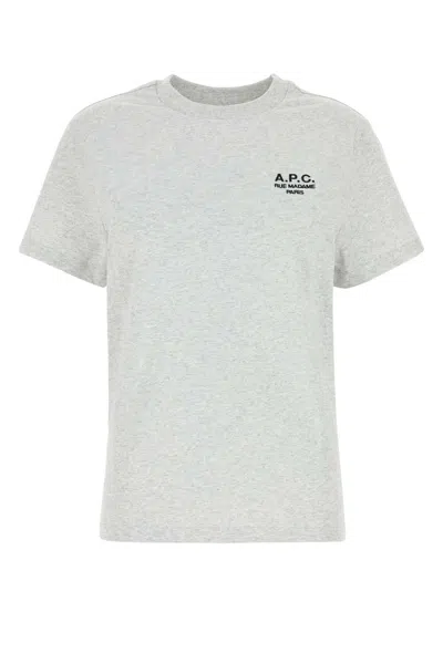 Apc A.p.c. Light Grey Cotton T Shirt In White