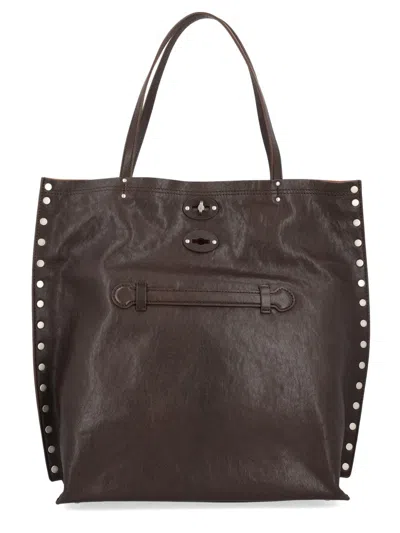 Zanellato Shoulder Bag With Studded Accents And Dual Handles In Neutral