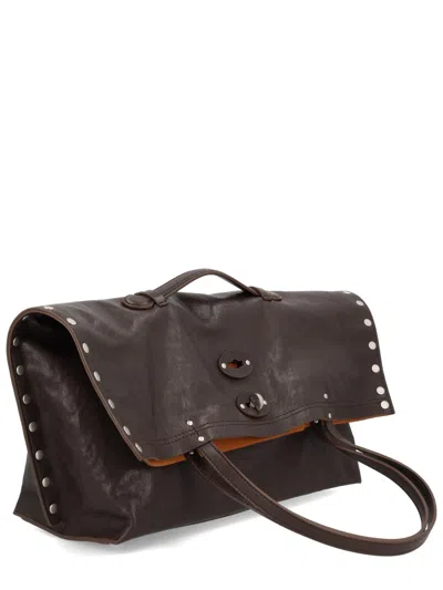 Zanellato Shoulder Bag With Studded Accents And Dual Handles In Neutral