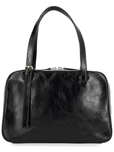 Apc A.p.c. Virginie Black Shoulder Bag With Removable Shoulder Strap And Front Logo In Leather In White