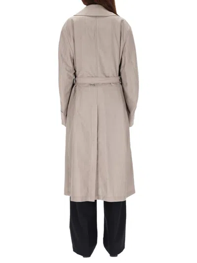 Lemaire Double-breasted Trench Coat In Neutral