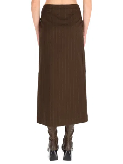 Uma Wang High Waist Midi Skirt Front Slit
