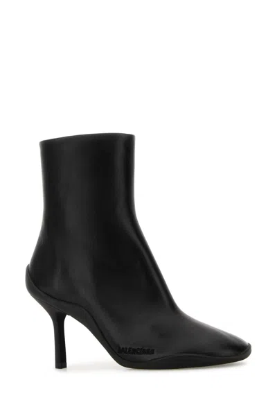 Balenciaga Black Leather Shibuya 80 Ankle Boots In Black
