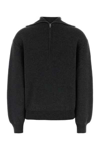 Balenciaga Women Charcoal Wool Sweater In Gray