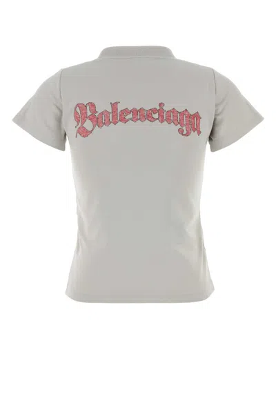 Balenciaga Women Light Grey Cotton T-shirt In Gray