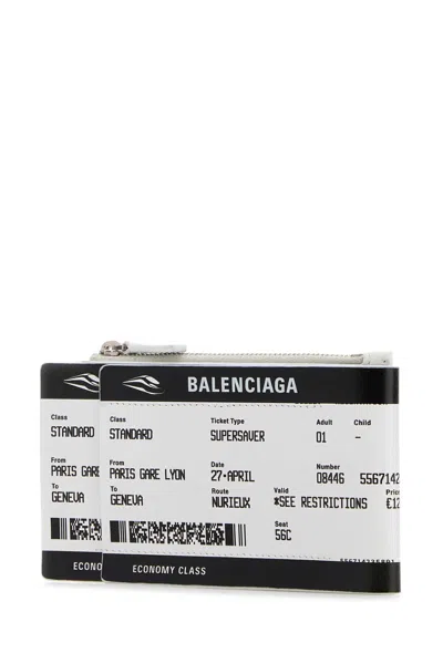 Balenciaga Men Printed Canvas Carta Di Imbarco Passport Card Holder In White