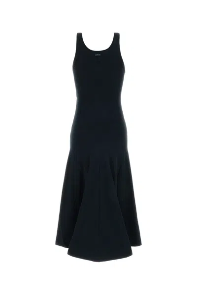 Balenciaga Slate Stretch Cotton Dress In Blue