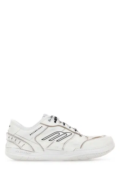 Balenciaga Women Hamptons Worn-out Leather Low-top Sneakers In Neutral