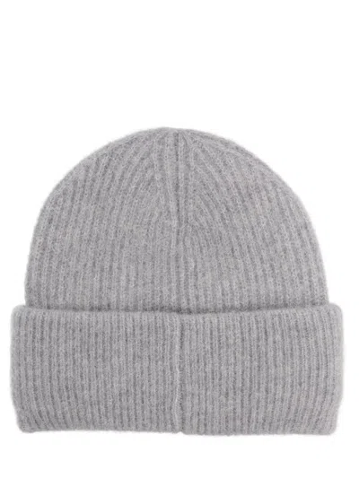 Rotate Birger Christensen Logo-patch Beanie Hat In Gray