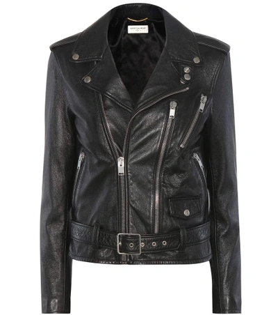 Saint Laurent Signature Motorcycle Jacket In Black Washed Leather