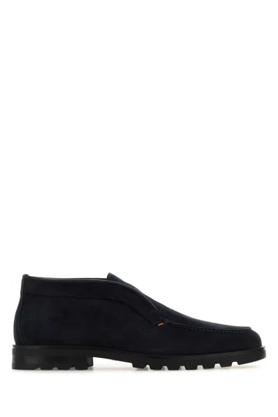 Santoni Midnight Bue Suede Desert Slip-ons In Blue