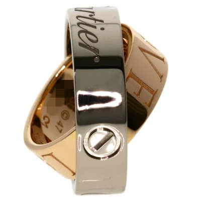 Pre-owned Cartier Love Pink White Band Ring () In Multi