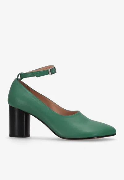 Niccolò Pasqualetti Obliqua 70 Leather Pumps In Green