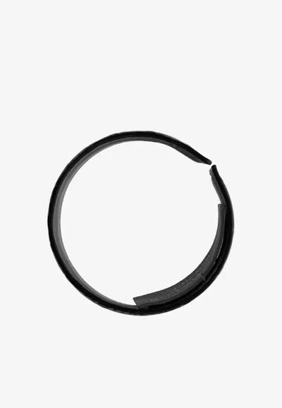 Niccolò Pasqualetti Rigid Croc-embossed Leather Bracelet In Brown