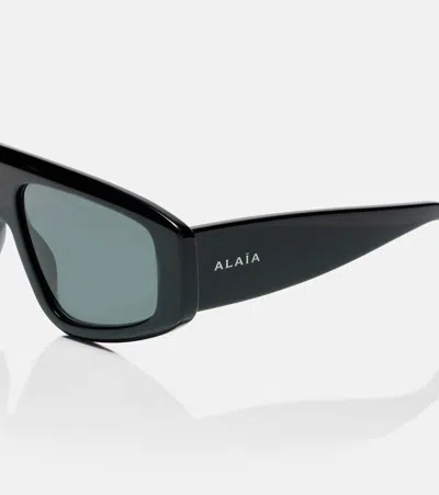 Alaïa Rectangular Frame Sunglasses Dark Lenses In Black