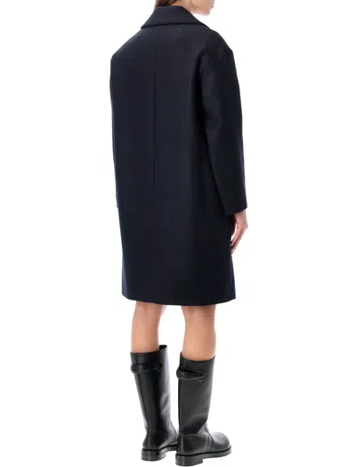 Apc A.p.c. A.p.c. Ninon Navy Wool Coat In Black