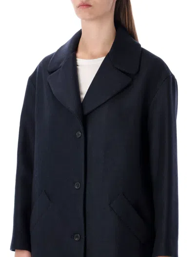Apc A.p.c. A.p.c. Ninon Navy Wool Coat In Black