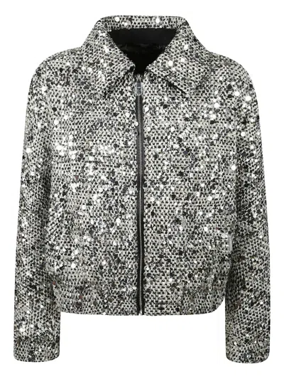 Add Sequin-embellished Jacket In Gray