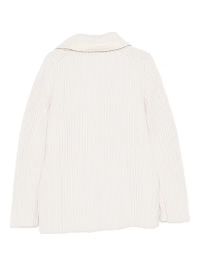 Add Double-breasted Cardigan In White