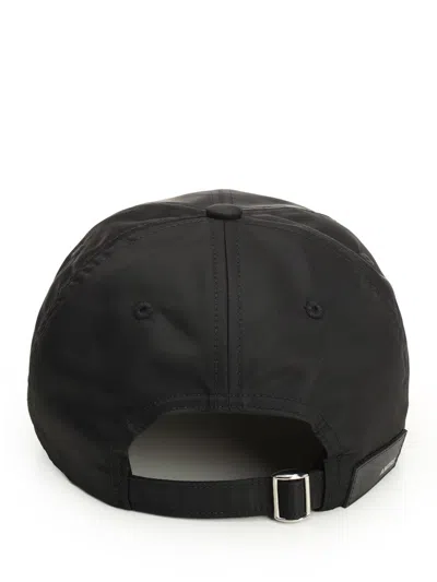 Amiri Men Black Baseball Cap With With Logo Lettering Embroidery In Tech Fabric Man In Black