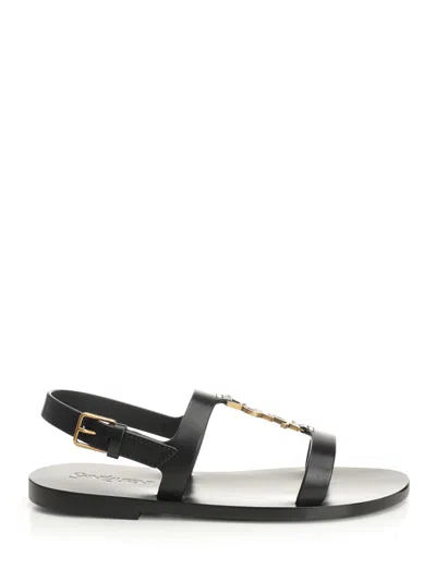 Saint Laurent Cassandra Sandals Black In Black