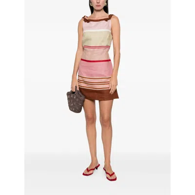 Faithfull The Brand Flor Knot Striped Mini Dress In Pink