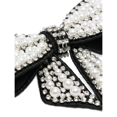 Self-portrait Pearl Embellished Bow Hair Clip In Black