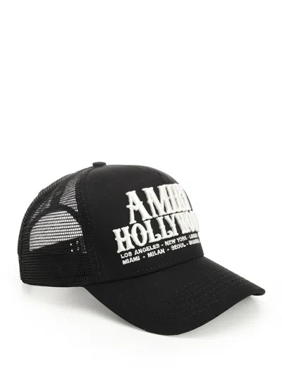 Amiri Mens Black Hollywood Adjustable Cotton Trucker Hat In Black