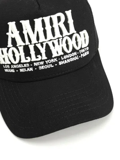 Amiri Mens Black Hollywood Adjustable Cotton Trucker Hat In Black