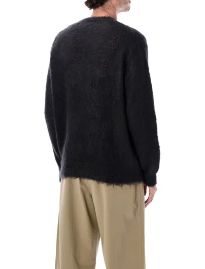 Auralee Brushed Super Kid Mohair Knit Crewneck Sweater In Black