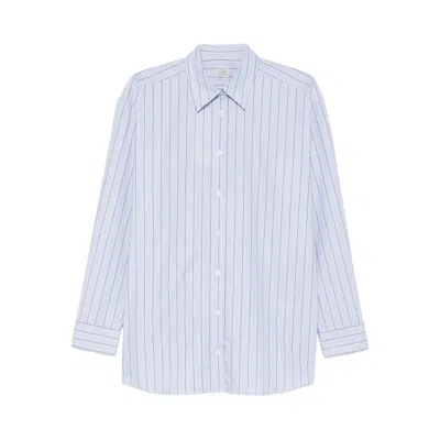 Totême Striped Cotton Shirt In Blue