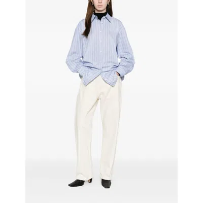 Totême Striped Cotton Shirt In Blue