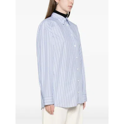 Totême Striped Cotton Shirt In Blue