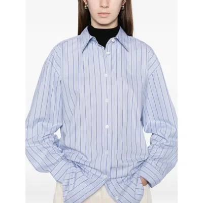 Totême Striped Cotton Shirt In Blue