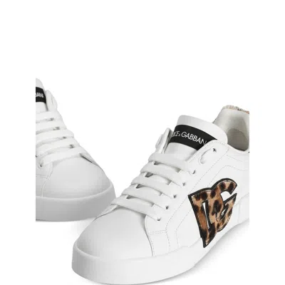 Dolce & Gabbana Women Portofino Letaher Light Strobel Sneakers In White