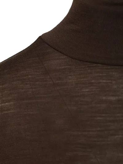 Weekend Max Mara Turtleneck Sweater In Wool And Silk Gauze Jersey Knitwear Brown In Burgundy