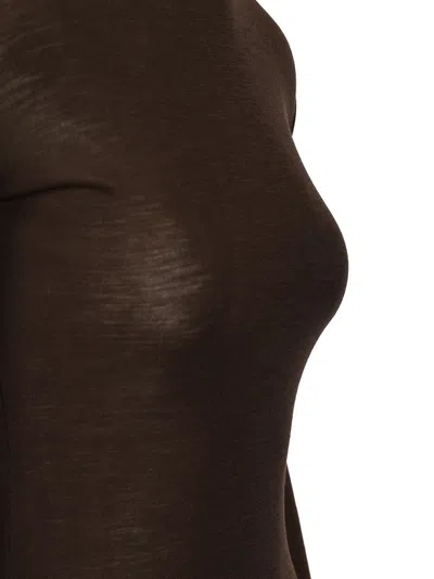 Weekend Max Mara Turtleneck Sweater In Wool And Silk Gauze Jersey Knitwear Brown In Burgundy