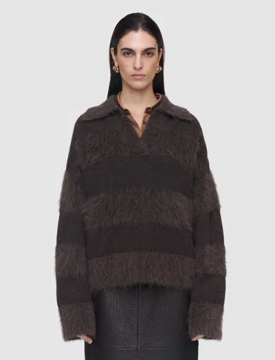Joseph Take Brushed Alpaca Striped Jumper In Brown