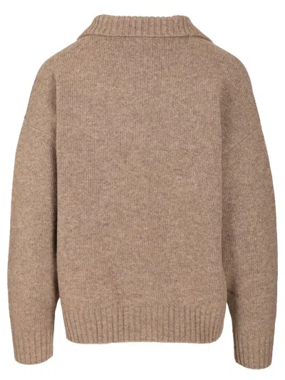 Weekend Max Mara Wool Polo Shirt Knitwear Grey In Brown