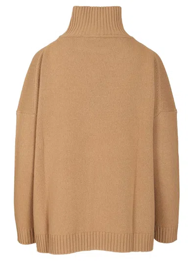 Weekend Max Mara Wool Turtleneck Sweater Knitwear Brown In Brown